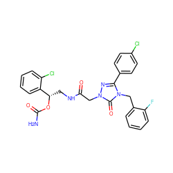 NC(=O)O[C@@H](CNC(=O)Cn1nc(-c2ccc(Cl)cc2)n(Cc2ccccc2F)c1=O)c1ccccc1Cl ZINC000113414465