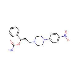 NC(=O)O[C@H](CCN1CCN(c2ccc([N+](=O)[O-])cc2)CC1)c1ccccc1 ZINC000095580636