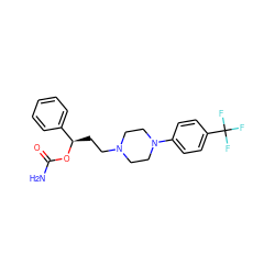 NC(=O)O[C@H](CCN1CCN(c2ccc(C(F)(F)F)cc2)CC1)c1ccccc1 ZINC000095576807