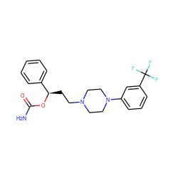 NC(=O)O[C@H](CCN1CCN(c2cccc(C(F)(F)F)c2)CC1)c1ccccc1 ZINC000095576780