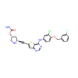 NC(=O)O[C@H]1CN[C@H](C#Cc2cc3ncnc(Nc4ccc(OCc5cccc(F)c5)c(Cl)c4)c3s2)C1 ZINC000044386500