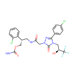 NC(=O)OC[C@@H](CNC(=O)Cn1nc(-c2ccc(Cl)cc2)n(C[C@H](O)C(F)(F)F)c1=O)c1ccccc1Cl ZINC000113414314