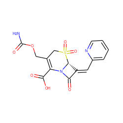 NC(=O)OCC1=C(C(=O)O)N2C(=O)/C(=C/c3ccccn3)[C@H]2S(=O)(=O)C1 ZINC000027994433