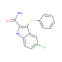 NC(=O)c1[nH]c2ccc(Cl)cc2c1Sc1ccccc1 ZINC000000005852