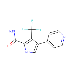 NC(=O)c1[nH]cc(-c2ccncc2)c1C(F)(F)F ZINC000218864247