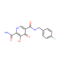 NC(=O)c1[nH]cc(C(=O)NCc2ccc(F)cc2)c(=O)c1O ZINC000095556631