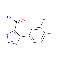 NC(=O)c1[nH]cnc1-c1ccc(Cl)c(Br)c1 ZINC000014960912