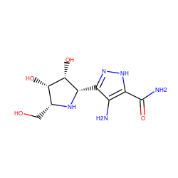 NC(=O)c1[nH]nc([C@@H]2N[C@H](CO)[C@H](O)[C@@H]2O)c1N ZINC000029340087