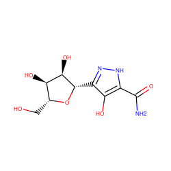 NC(=O)c1[nH]nc([C@@H]2O[C@H](CO)[C@@H](O)[C@H]2O)c1O ZINC000004217381