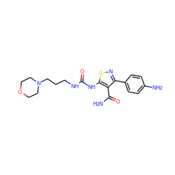 NC(=O)c1c(-c2ccc(N)cc2)nsc1NC(=O)NCCCN1CCOCC1 ZINC000145702726