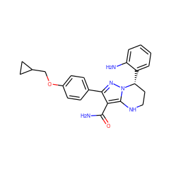 NC(=O)c1c(-c2ccc(OCC3CC3)cc2)nn2c1NCC[C@H]2c1ccccc1N ZINC001772592382