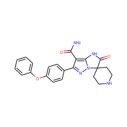 NC(=O)c1c(-c2ccc(Oc3ccccc3)cc2)nn2c1NC(=O)C21CCNCC1 ZINC001772630961