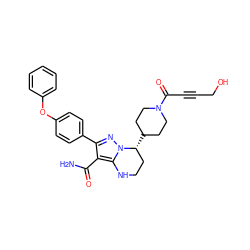 NC(=O)c1c(-c2ccc(Oc3ccccc3)cc2)nn2c1NCC[C@H]2C1CCN(C(=O)C#CCO)CC1 ZINC001772588452