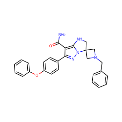 NC(=O)c1c(-c2ccc(Oc3ccccc3)cc2)nn2c1NCC21CN(Cc2ccccc2)C1 ZINC001772602308