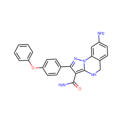 NC(=O)c1c(-c2ccc(Oc3ccccc3)cc2)nn2c1NCc1ccc(N)cc1-2 ZINC001772585727