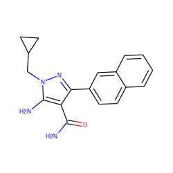 NC(=O)c1c(-c2ccc3ccccc3c2)nn(CC2CC2)c1N ZINC000103252501