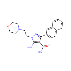 NC(=O)c1c(-c2ccc3ccccc3c2)nn(CCN2CCOCC2)c1N ZINC000103252519