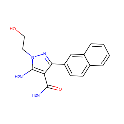 NC(=O)c1c(-c2ccc3ccccc3c2)nn(CCO)c1N ZINC000103252517