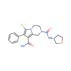 NC(=O)c1c(-c2ccccc2)c(Cl)n2c1CN(C(=O)N[C@@H]1CCOC1)CC2 ZINC000223400898