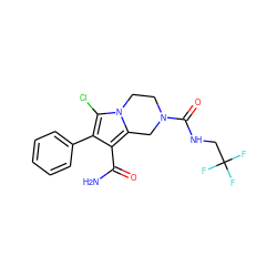 NC(=O)c1c(-c2ccccc2)c(Cl)n2c1CN(C(=O)NCC(F)(F)F)CC2 ZINC000223374712