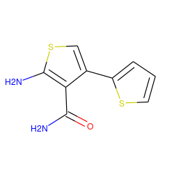 NC(=O)c1c(-c2cccs2)csc1N ZINC000000476624