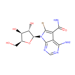 NC(=O)c1c(Br)n([C@H]2O[C@@H](CO)[C@@H](O)[C@@H]2O)c2ncnc(N)c12 ZINC000003938004