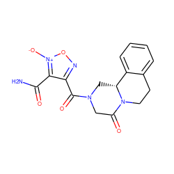 NC(=O)c1c(C(=O)N2CC(=O)N3CCc4ccccc4[C@H]3C2)no[n+]1[O-] ZINC000299826013