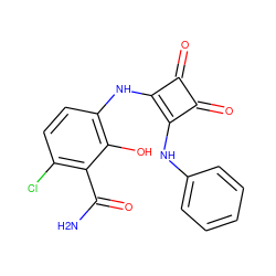 NC(=O)c1c(Cl)ccc(Nc2c(Nc3ccccc3)c(=O)c2=O)c1O ZINC000003988167