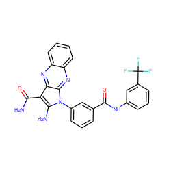 NC(=O)c1c(N)n(-c2cccc(C(=O)Nc3cccc(C(F)(F)F)c3)c2)c2nc3ccccc3nc12 ZINC000299833720