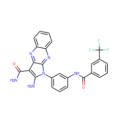 NC(=O)c1c(N)n(-c2cccc(NC(=O)c3cccc(C(F)(F)F)c3)c2)c2nc3ccccc3nc12 ZINC000299832161