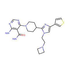 NC(=O)c1c(N)ncnc1N1CCC(c2nc(-c3ccsc3)cn2CCN2CCC2)CC1 ZINC000218787771