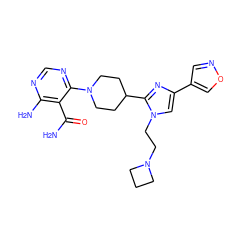 NC(=O)c1c(N)ncnc1N1CCC(c2nc(-c3cnoc3)cn2CCN2CCC2)CC1 ZINC000218703834