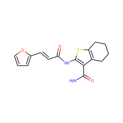 NC(=O)c1c(NC(=O)/C=C/c2ccco2)sc2c1CCCC2 ZINC000000027720