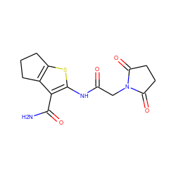 NC(=O)c1c(NC(=O)CN2C(=O)CCC2=O)sc2c1CCC2 ZINC000003377215