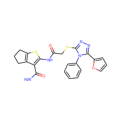 NC(=O)c1c(NC(=O)CSc2nnc(-c3ccco3)n2-c2ccccc2)sc2c1CCC2 ZINC000002660894