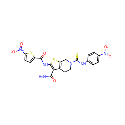 NC(=O)c1c(NC(=O)c2ccc([N+](=O)[O-])s2)sc2c1CCN(C(=S)Nc1ccc([N+](=O)[O-])cc1)C2 ZINC000103257828