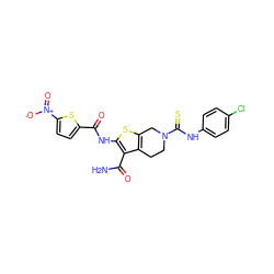 NC(=O)c1c(NC(=O)c2ccc([N+](=O)[O-])s2)sc2c1CCN(C(=S)Nc1ccc(Cl)cc1)C2 ZINC000103257825