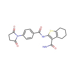 NC(=O)c1c(NC(=O)c2ccc(N3C(=O)CCC3=O)cc2)sc2c1CCCC2 ZINC000003201116