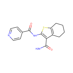 NC(=O)c1c(NC(=O)c2ccncc2)sc2c1CCCC2 ZINC000000238477