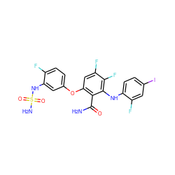 NC(=O)c1c(Oc2ccc(F)c(NS(N)(=O)=O)c2)cc(F)c(F)c1Nc1ccc(I)cc1F ZINC000653785913