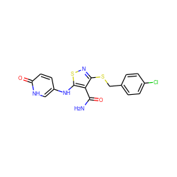 NC(=O)c1c(SCc2ccc(Cl)cc2)nsc1Nc1ccc(=O)[nH]c1 ZINC000036348954