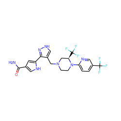 NC(=O)c1c[nH]c(-c2n[nH]cc2CN2CCN(c3ccc(C(F)(F)F)cn3)[C@H](C(F)(F)F)C2)c1 ZINC000115172553