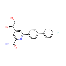 NC(=O)c1cc([C@@H](O)CO)cc(-c2ccc(-c3ccc(F)cc3)cc2)n1 ZINC000114602151