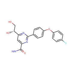 NC(=O)c1cc([C@H](O)CO)nc(-c2ccc(Oc3ccc(F)cc3)cc2)n1 ZINC000146577987