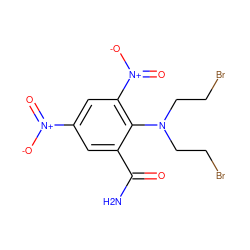 NC(=O)c1cc([N+](=O)[O-])cc([N+](=O)[O-])c1N(CCBr)CCBr ZINC000028262109