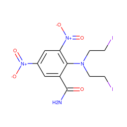 NC(=O)c1cc([N+](=O)[O-])cc([N+](=O)[O-])c1N(CCI)CCI ZINC000028262104