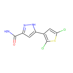 NC(=O)c1cc(-c2cc(Cl)sc2Cl)[nH]n1 ZINC000299829947