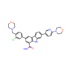 NC(=O)c1cc(-c2ccc(CN3CCOCC3)c(Cl)c2)cc2c1[nH]c1cc(-c3ccc(N4CCOCC4)nc3)ccc12 ZINC000113195259