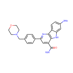 NC(=O)c1cc(-c2ccc(CN3CCOCC3)cc2)nc2c1[nH]c1cc(N)ccc12 ZINC000113202610