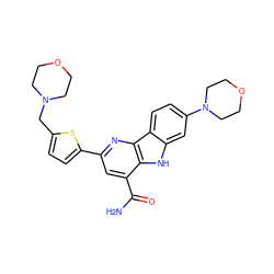 NC(=O)c1cc(-c2ccc(CN3CCOCC3)s2)nc2c1[nH]c1cc(N3CCOCC3)ccc12 ZINC000113203397